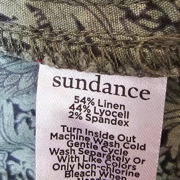 New Sundance Womens Green Tartan Plaid Linen Ankle Pants 6 Business Casual Taper - Picture 8 of 8
